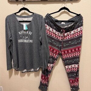 NWT Maurices Gray and Red Pajama Set